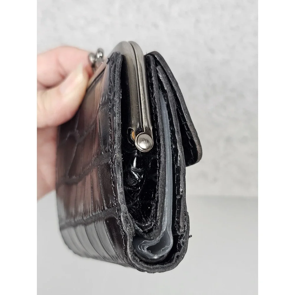 Patricia Nash Leather Astor Wallet Black Croco